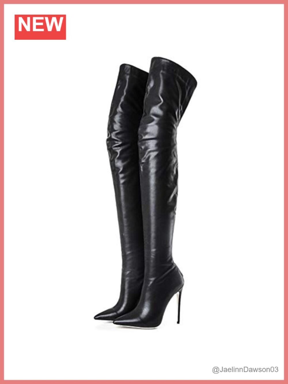 Women's Over the Knee High Heel Boots Stiletto Pointed Toe PU Leather Zip